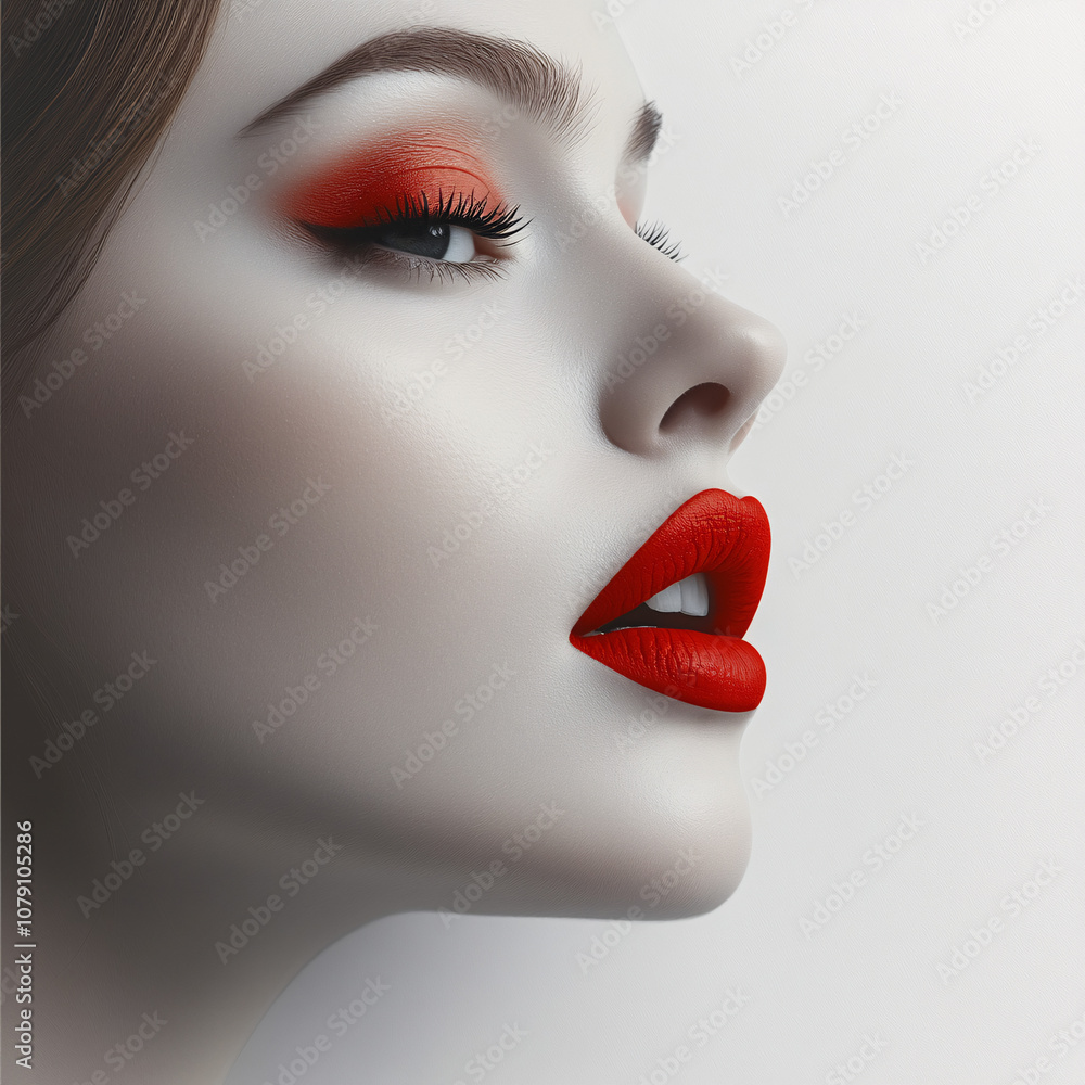 Minimalist Red Lips Close-Up on White Background, Emphasizing Bold Color and Elegant Aesthetic for Beauty and Fashion Themes Minimalist Red Lips Close-Up on White Background, Emphasizing Bold Color and Elegant Aesthetic for Beauty and Fashion Themes