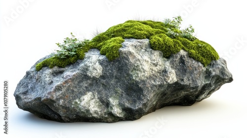 Wallpaper Mural Green moss on stone, isolated on white background
 Torontodigital.ca