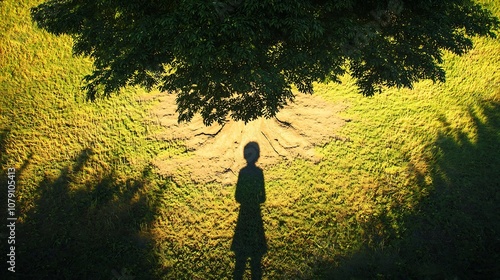 Imagination Takes Root A Child s Shadow Merges with a Majestic Tree photo