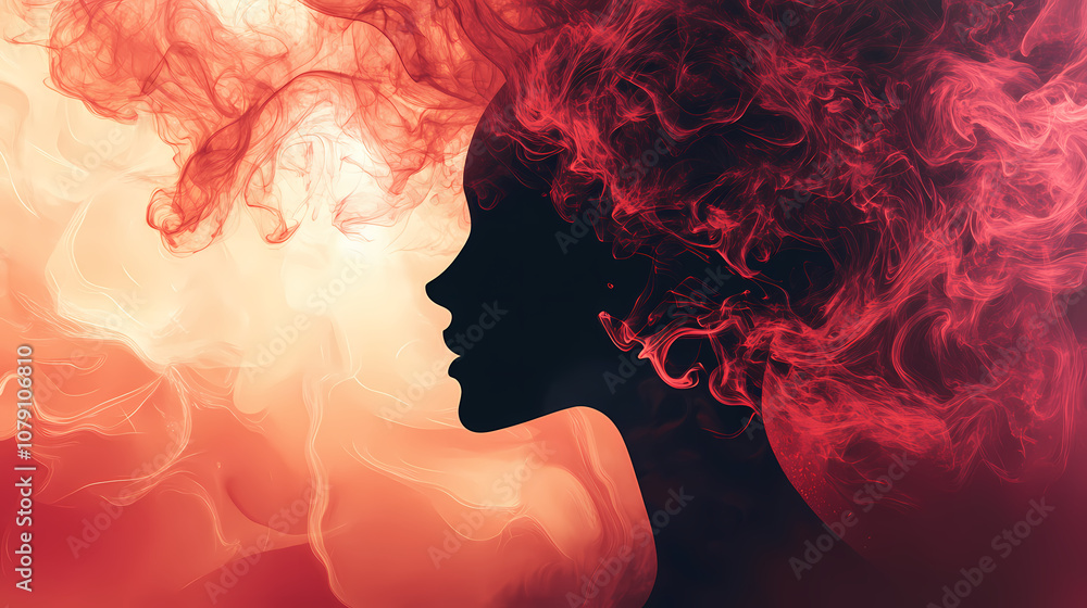Abstract silhouette with smoke elements. Mystique. Illustration Abstract silhouette with smoke elements. Mystique. Illustration