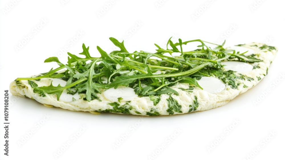 egg white omelette with greens, high-protein breakfast, modern plating, isolated on white background egg white omelette with greens, high-protein breakfast, modern plating, isolated on white background