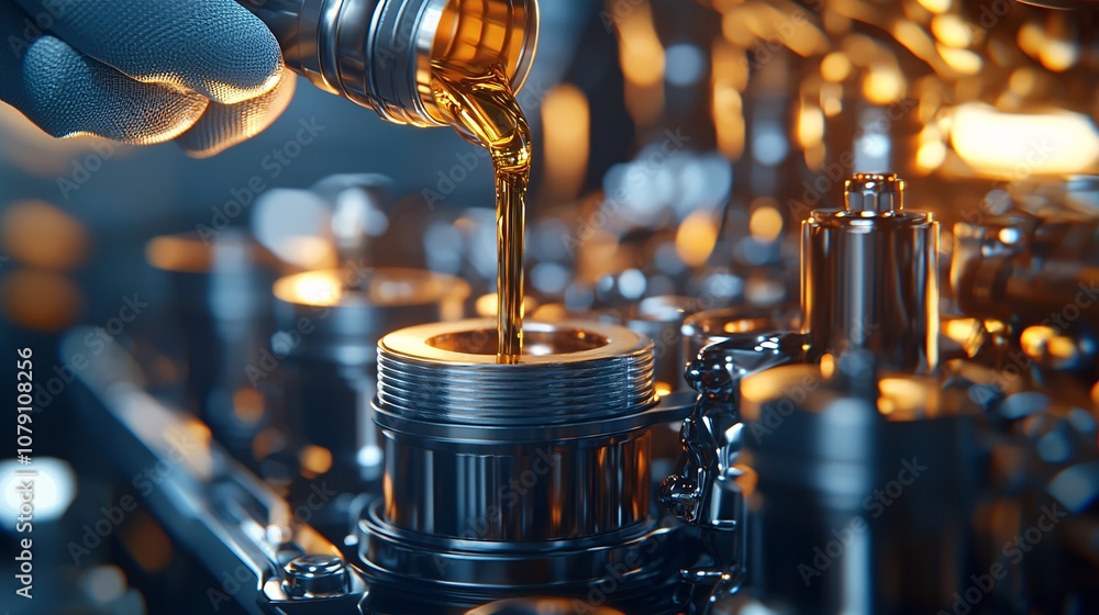 Close-up of a hand pouring oil into a car engine, showcasing the mechanics of automotive maintenance and the importance of lubrication for performance. Close-up of a hand pouring oil into a car engine, showcasing the mechanics of automotive maintenance and the importance of lubrication for performance.