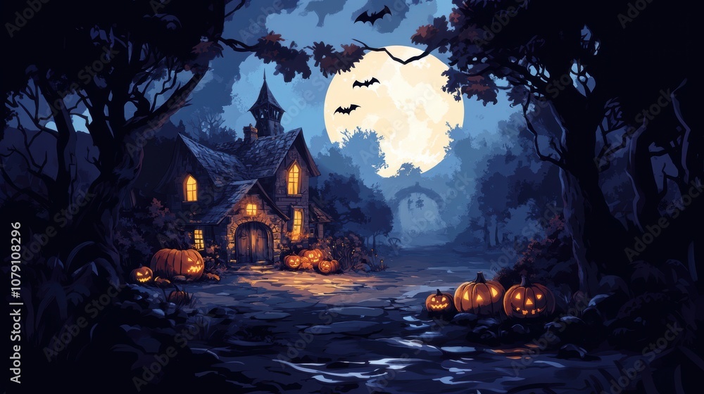 Haunted house. Halloween decoration element. Haunted house. Halloween decoration element.