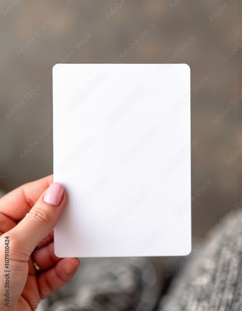 Obraz premium Simple empty blank card holding in hand
