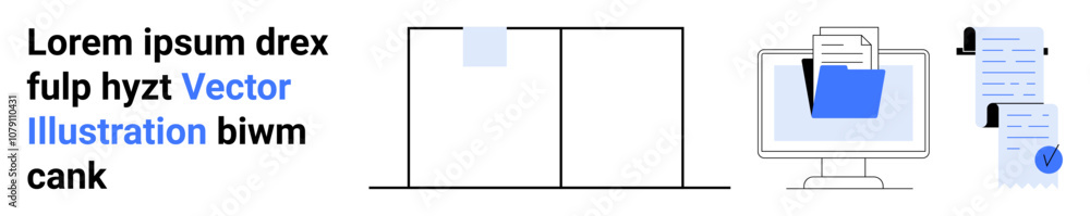 Computer screen displaying blue folder with documents, M-shaped chart, text, and documents. Ideal for file management, office tasks, digital organization, document control, tech visuals, data Computer screen displaying blue folder with documents, M-shaped chart, text, and documents. Ideal for file management, office tasks, digital organization, document control, tech visuals, data