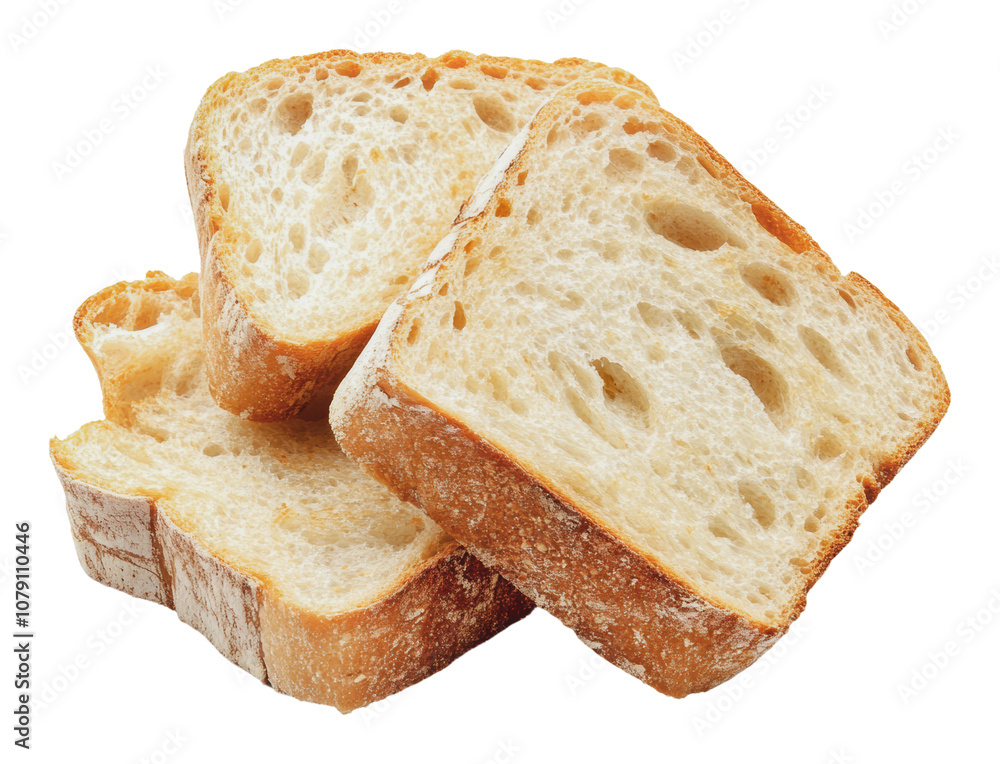 PNG Freshly baked slices of artisanal bread on display PNG Freshly baked slices of artisanal bread on display