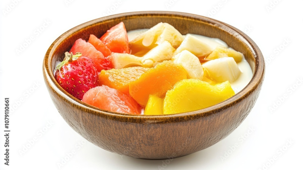 Greek yogurt bowl, fresh fruits and honey, vibrant breakfast option, contemporary style, isolated on white background Greek yogurt bowl, fresh fruits and honey, vibrant breakfast option, contemporary style, isolated on white background