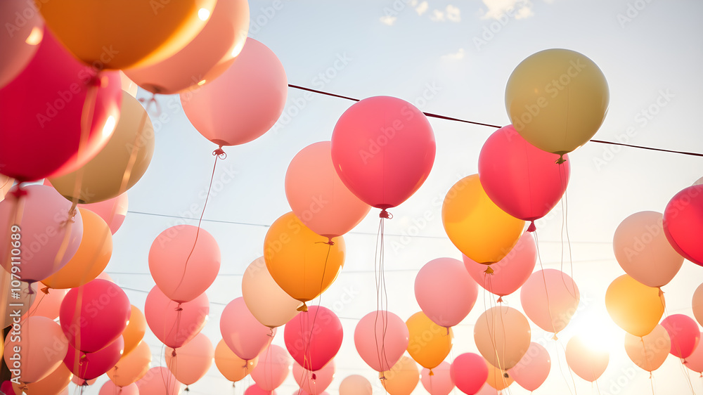 Beautiful color balloon in the air. AI generated image, ai. Beautiful color balloon in the air. AI generated image, ai.