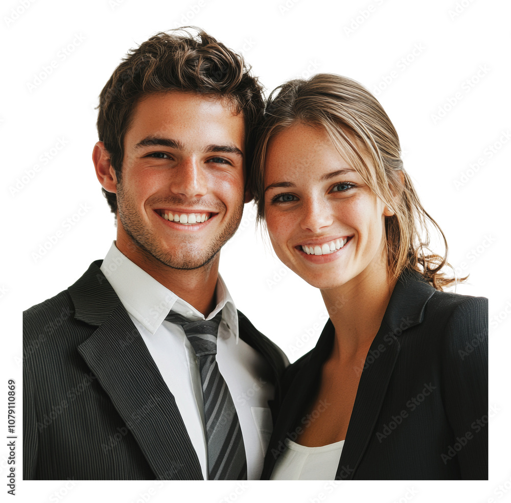 PNG Formal couple smiling on white background PNG Formal couple smiling on white background