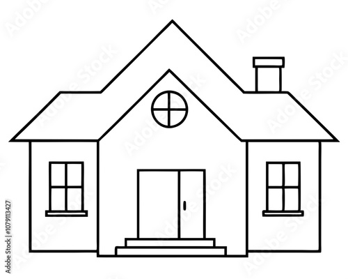 Home Coloring Page on White Background