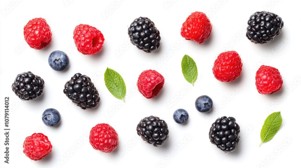 overnight oats with berries, simple and stylish, modern breakfast concept, isolated on white background 