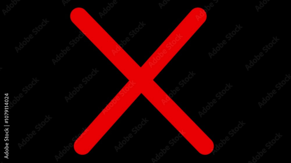 X, Wrong Check Marks, red cross appears, Red X letter, crossed lines, denial concept on black background. X, Wrong Check Marks, red cross appears, Red X letter, crossed lines, denial concept on black background.
