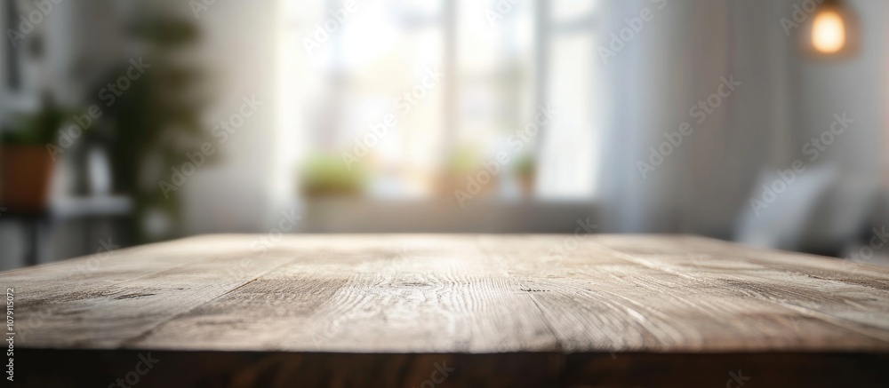 Close up of a textured wooden table surface with a softly blurred background ideal for showcasing interior design or rustic decor Close up of a textured wooden table surface with a softly blurred background ideal for showcasing interior design or rustic decor