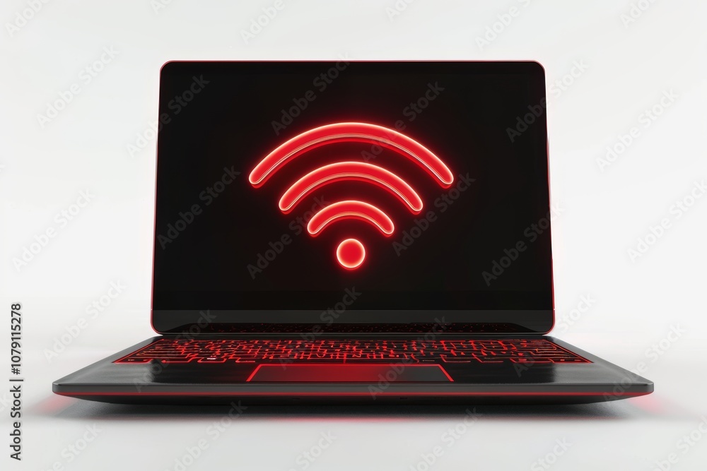 3D Glowing Laptop Icon Symbol for Wireless Internet Connection on White Background 3D Glowing Laptop Icon Symbol for Wireless Internet Connection on White Background
