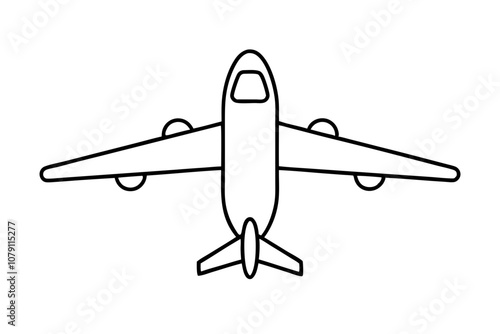 Airplane line drawing, Airplane continuous single sketch, Vector illustration	