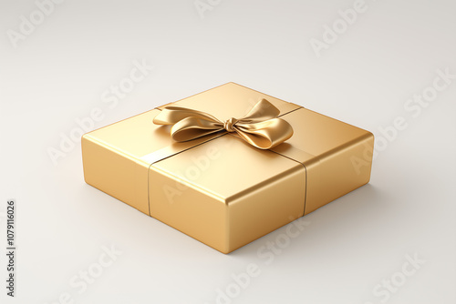 A minimalist mockup 3D of a gold gift box frame on a clean background.