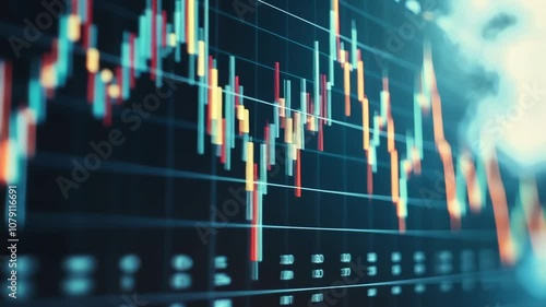 Wallpaper Mural A close-up of a stock market chart displaying fluctuating prices and trading volumes. Torontodigital.ca