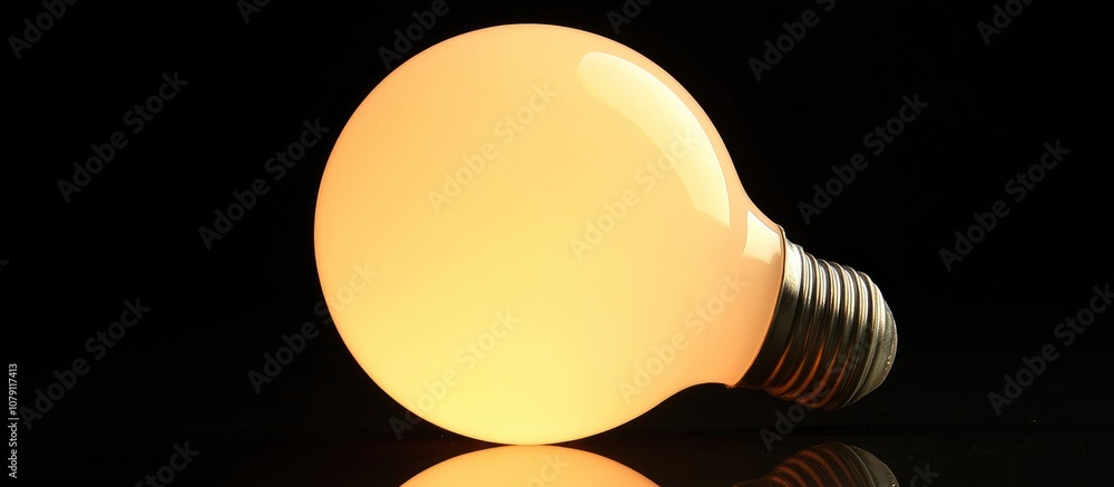 Close up of a round light bulb with a warm glow ideal for interior design and ambiance creation Close up of a round light bulb with a warm glow ideal for interior design and ambiance creation