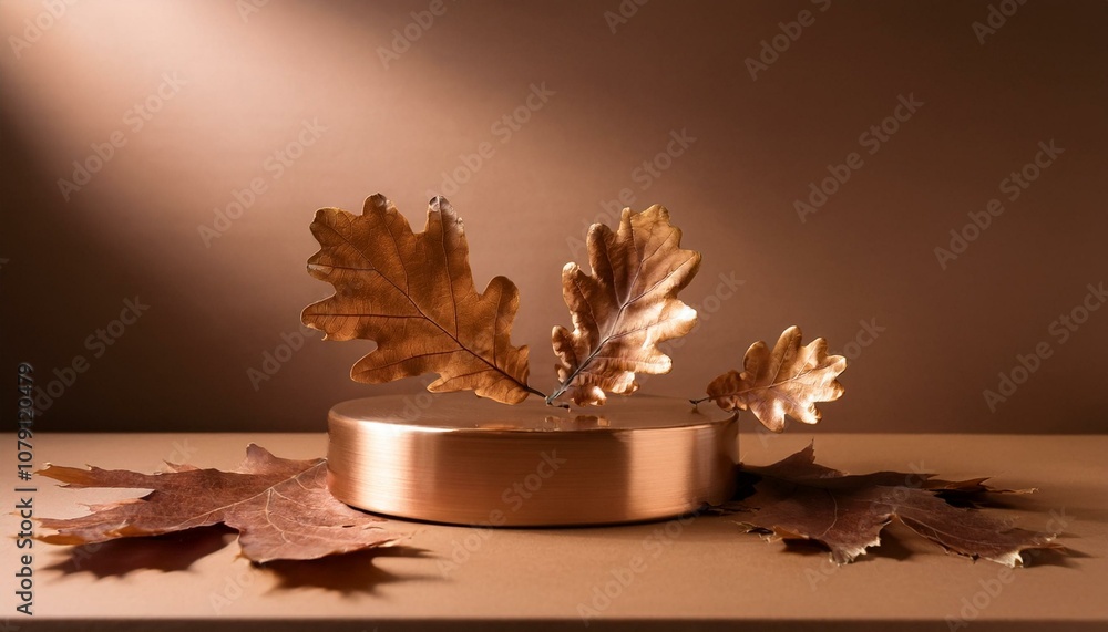 Golden leaves on a podium Golden leaves on a podium