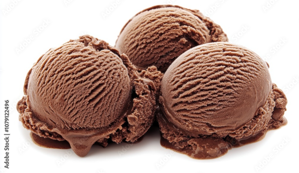 Obraz premium 濃厚なチョコレートアイスクリームの球が盛り付けられたデザートプレートの魅力