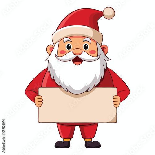 Santa Claus Holding Signboard Christmas Illustration