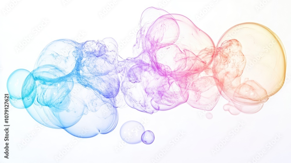 delicate soap bubble cluster, abstract floating, rainbow pastel tones, minimalistic, isolated on white background delicate soap bubble cluster, abstract floating, rainbow pastel tones, minimalistic, isolated on white background