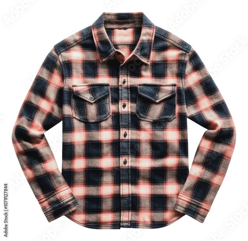 PNG Cozy plaid flannel shirt in warm colors for fall