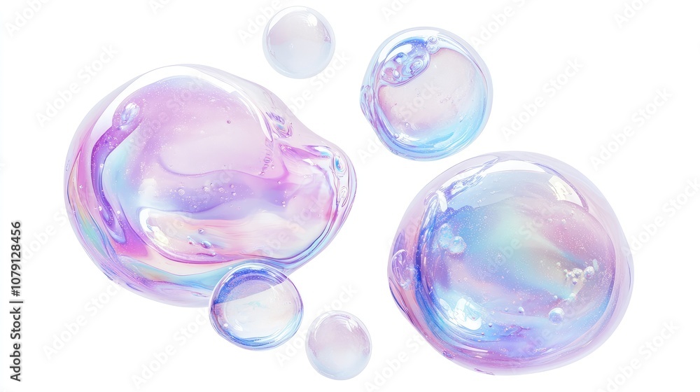 floating soap bubbles, dreamy and soft aesthetic, pastel iridescence, minimalistic design, isolated on white background floating soap bubbles, dreamy and soft aesthetic, pastel iridescence, minimalistic design, isolated on white background