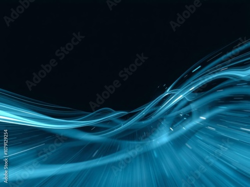 A digitally created image of a flowing figure resembling a running man in shades of blue on a blue water background, speed, composition photo