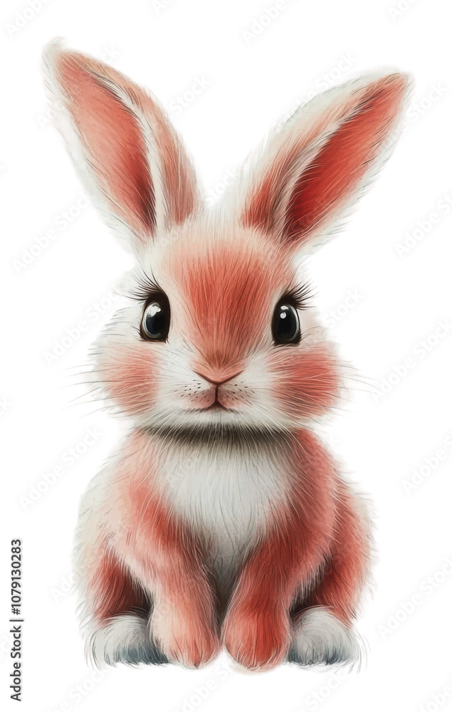 Fototapeta premium PNG Cute rabbit with fluffy fur sitting quietly