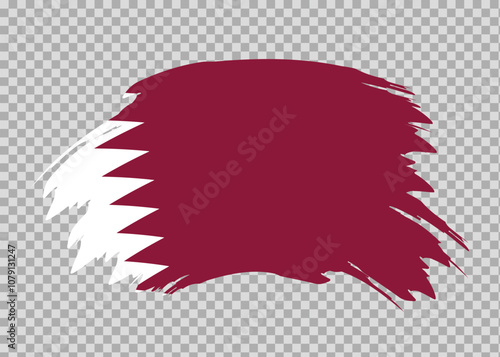 Flag of Qatar with distressed paint stroke brush effect on isolated background