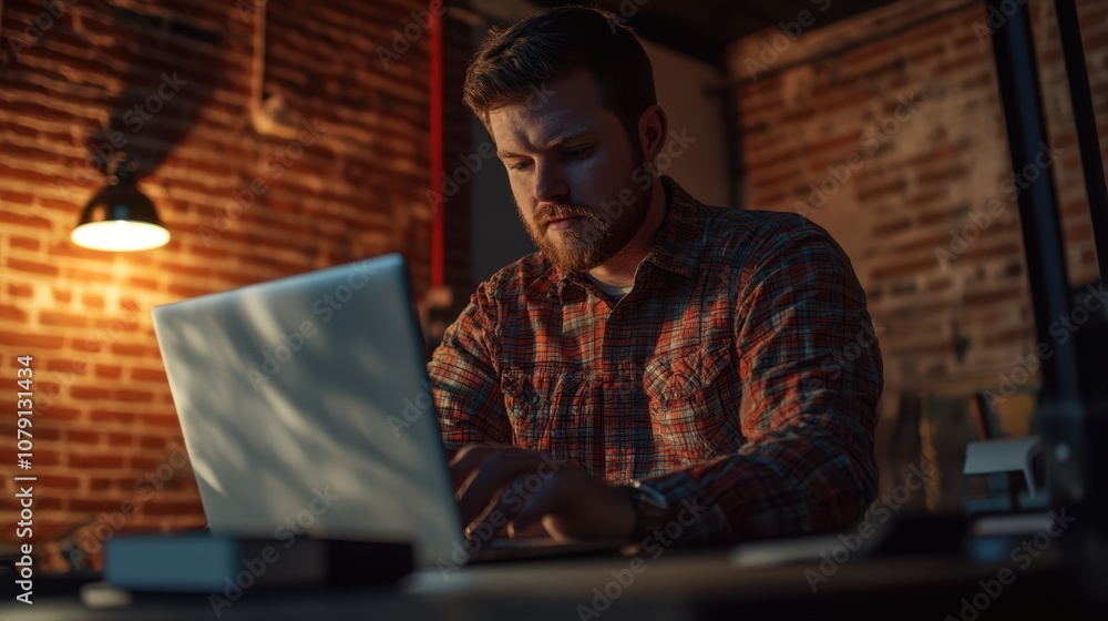 The Man Using Laptop The Man Using Laptop