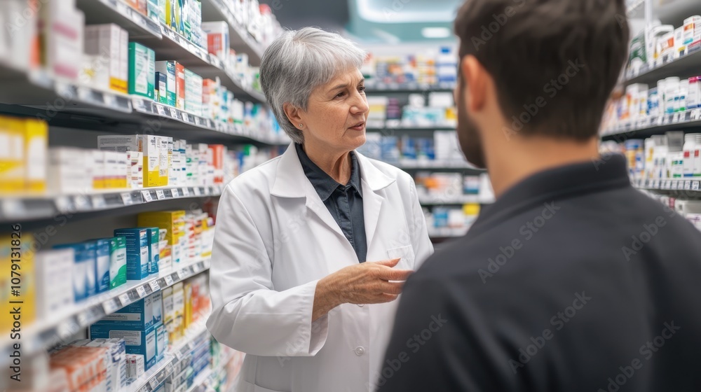 The Pharmacist Assisting Customer The Pharmacist Assisting Customer