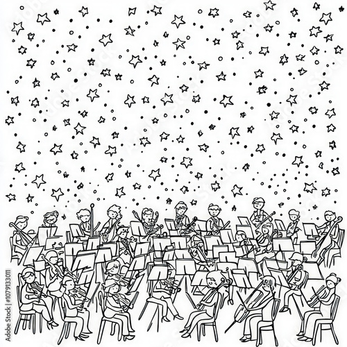 An orchestra playing under ...