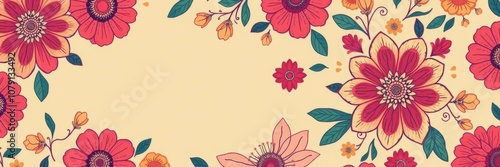 Abstract bohemian colorful flower mandala pattern with vintage floral elements and geometric shapes for seamless wallpaper design, colorful, floral