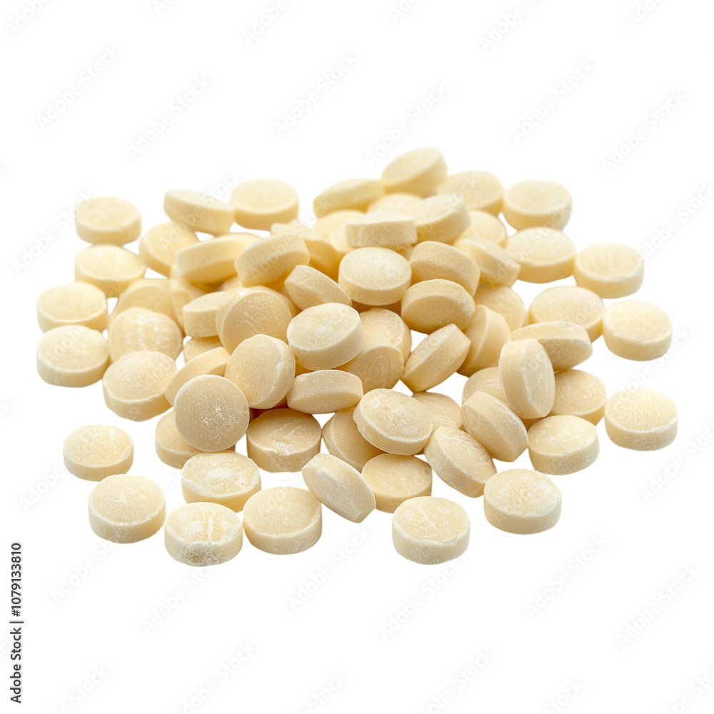 High quality image of calcium supplement tablets isolated on white background High quality image of calcium supplement tablets isolated on white background