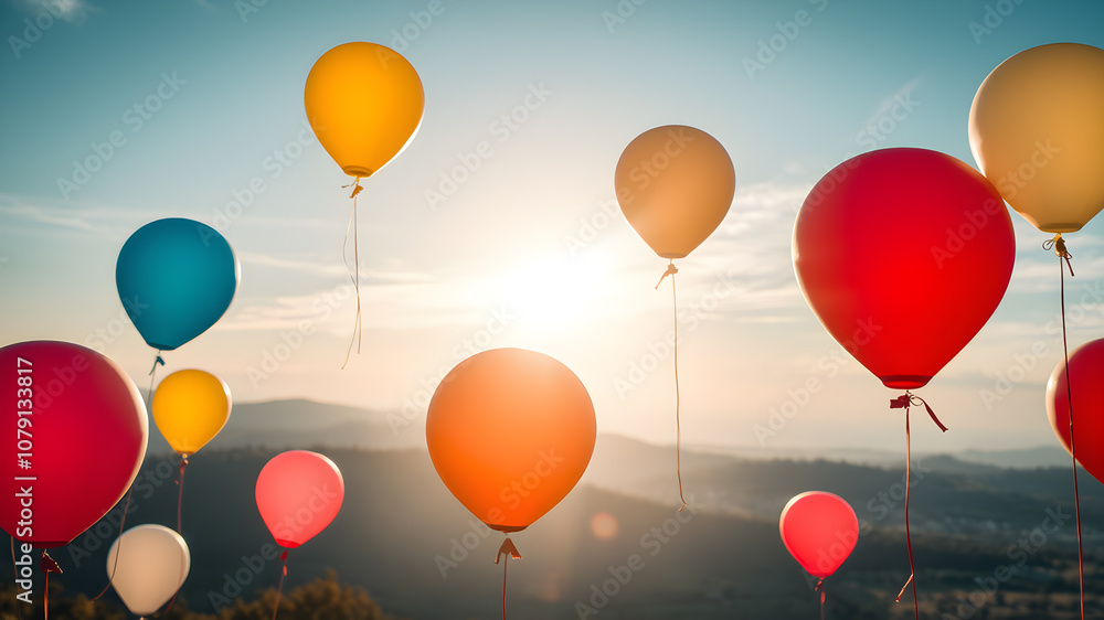 Beautiful color balloon in the air. AI generated image, ai. Beautiful color balloon in the air. AI generated image, ai.