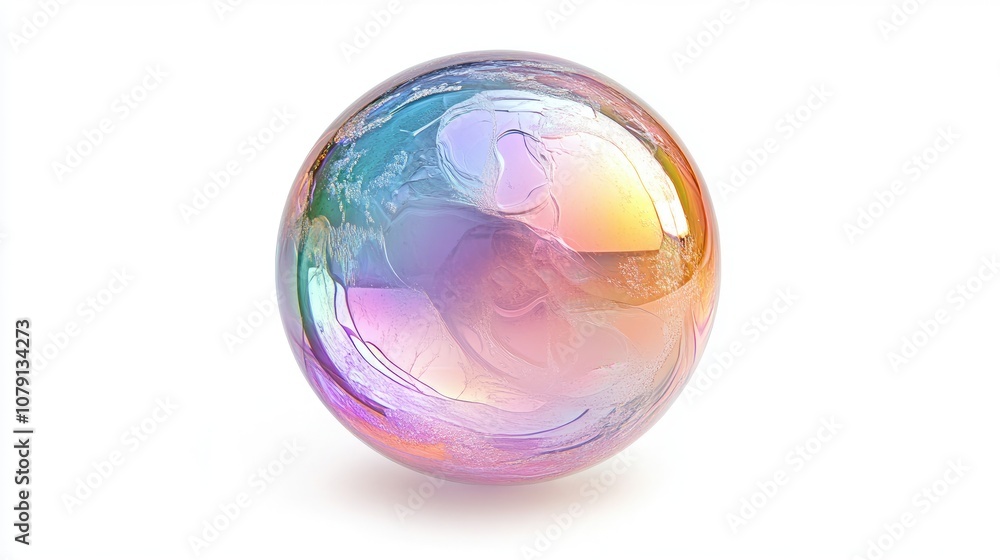 soap bubble with intricate reflection, soft pastel iridescence, highly detailed, isolated on white background soap bubble with intricate reflection, soft pastel iridescence, highly detailed, isolated on white background