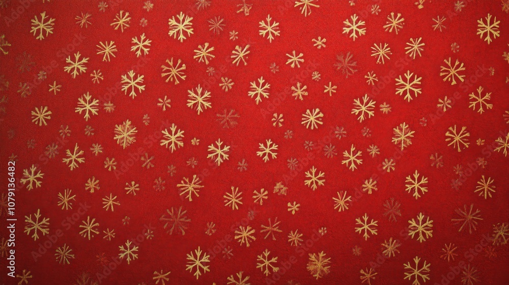 Festive Snowflake Pattern on Vibrant Red Background Festive Snowflake Pattern on Vibrant Red Background