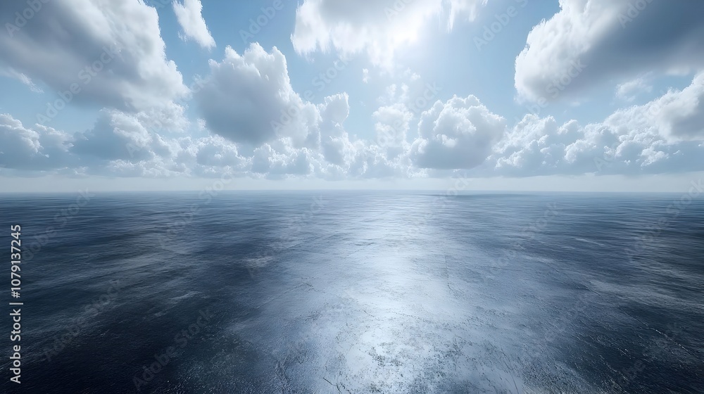 Ocean Background with White Clouds - 3D Render Ocean Background with White Clouds - 3D Render
