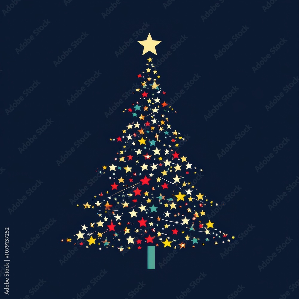 Christmas tree made of colorful stars Christmas tree made of colorful stars