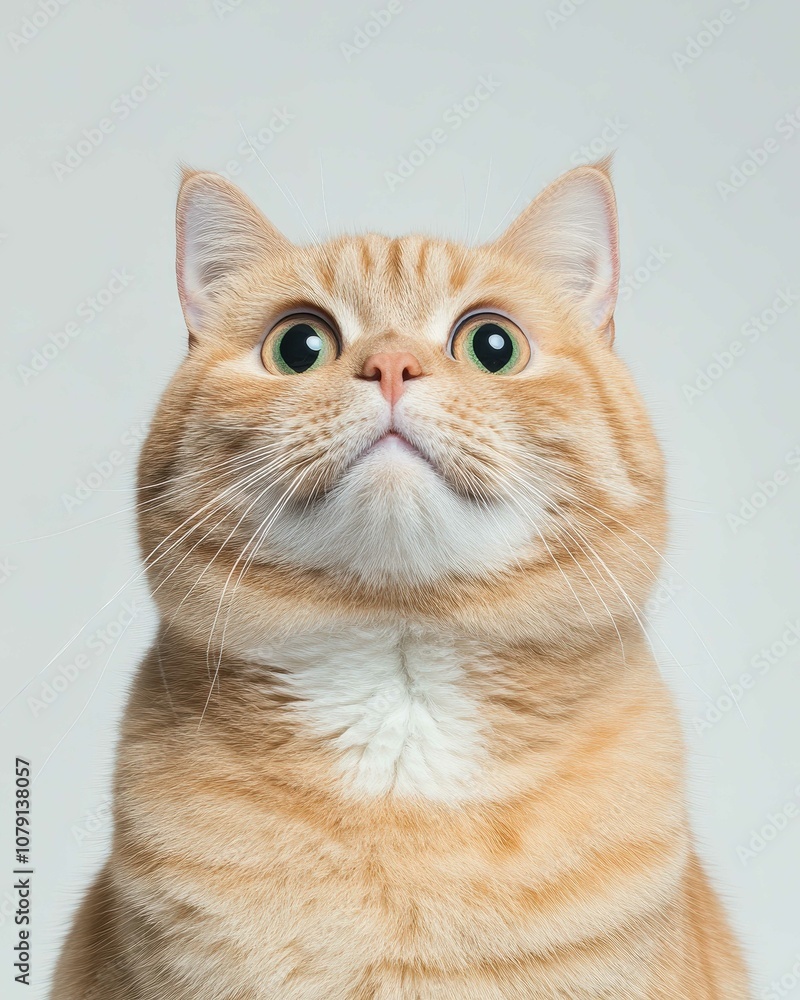Obraz premium Portrait of a British Shorthair Cat with Round Face and Amber Eyes, Perfect for Cat Lovers and Breed Enthusiasts