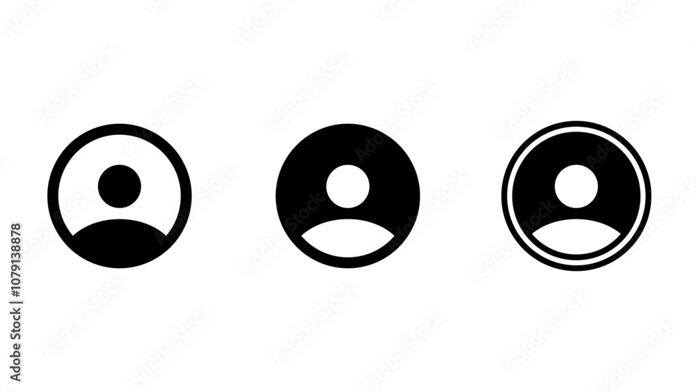 Three simple user profile icons in black and white. illustration of user profile icons. vector illustration. Three simple user profile icons in black and white. illustration of user profile icons. vector illustration.