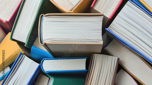 Wallpaper Mural Pile of books with a blue book in the middle. The books are of different colors and sizes Torontodigital.ca