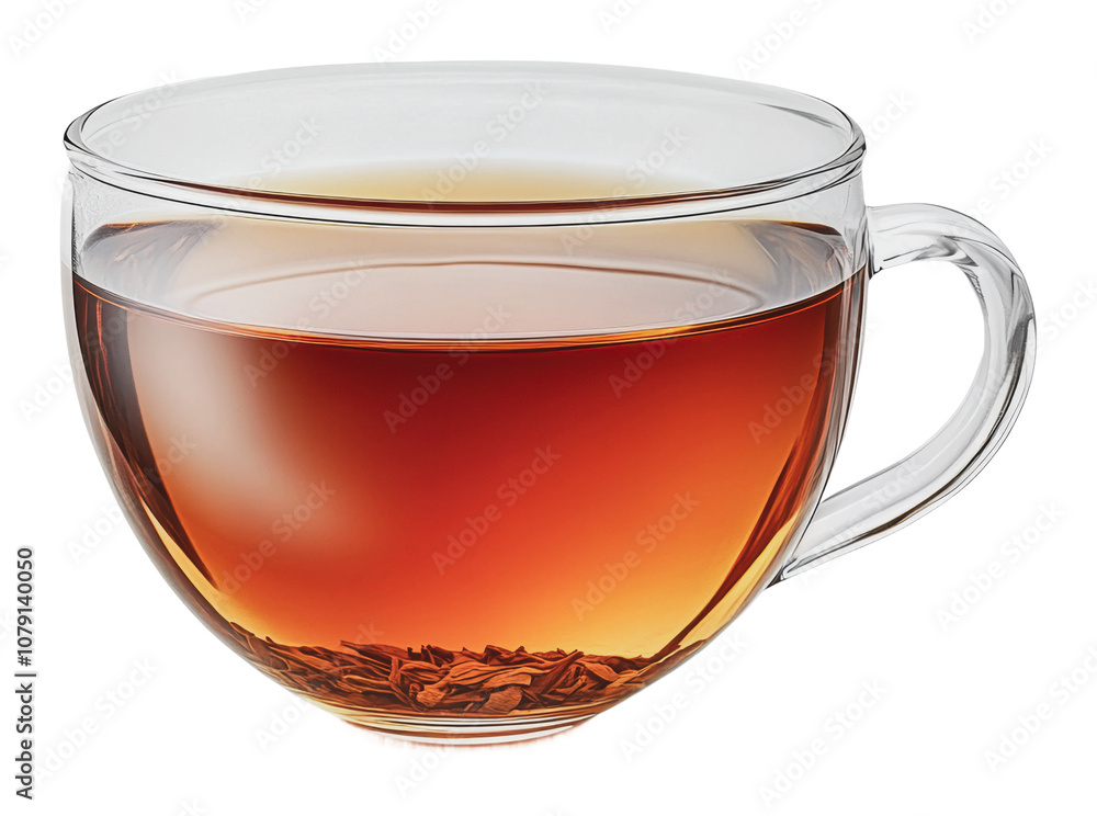 PNG Beautifully brewed tea in a transparent glass cup PNG Beautifully brewed tea in a transparent glass cup