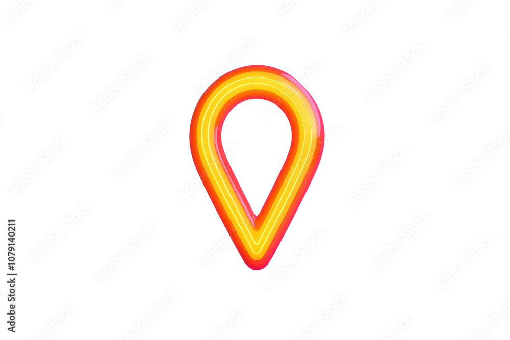 Stylized location pin icon with glowing neon effect on a clean Stylized location pin icon with glowing neon effect on a clean