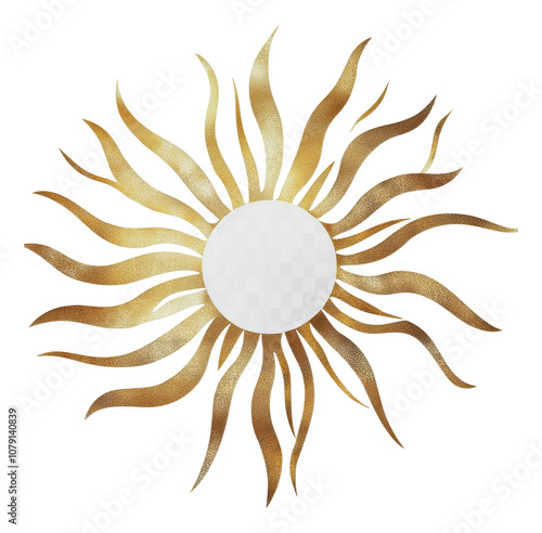 PNG Elegant golden sunburst mirror design for decor