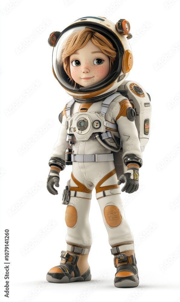 Child in astronaut costume, 3D illustration, isolated on white background Child in astronaut costume, 3D illustration, isolated on white background