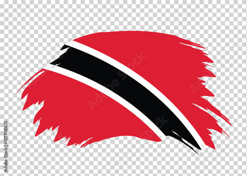 Flag of Trinidad and Tobago with distressed paint stroke brush effect on isolated background