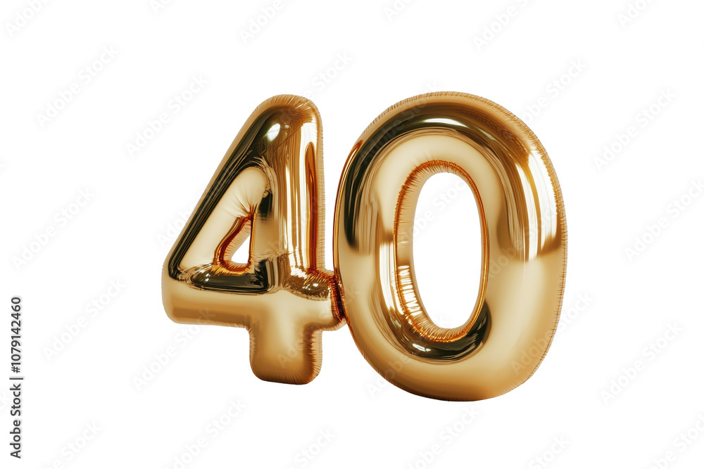 Shiny gold number 40 balloon isolated for celebrations Shiny gold number 40 balloon isolated for celebrations
